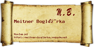 Meitner Boglárka névjegykártya